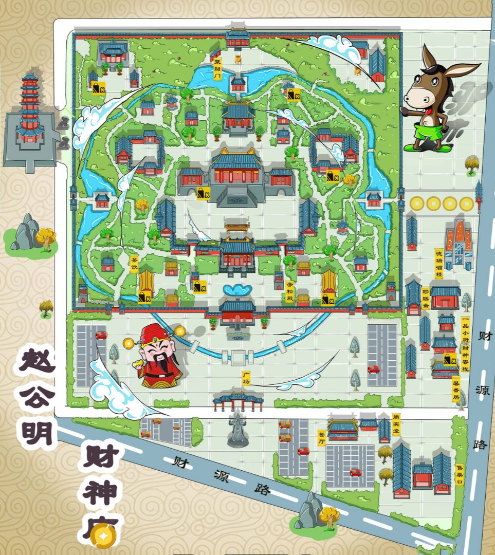 大峪镇寺庙类手绘地图